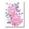 Designart - Pink Retro Flowers With Blue Leaves - Traditional Canvas Wall Art Print